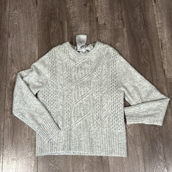 Express Cable Knit Satin Tie Back Sweater M - Picture 5 of 6